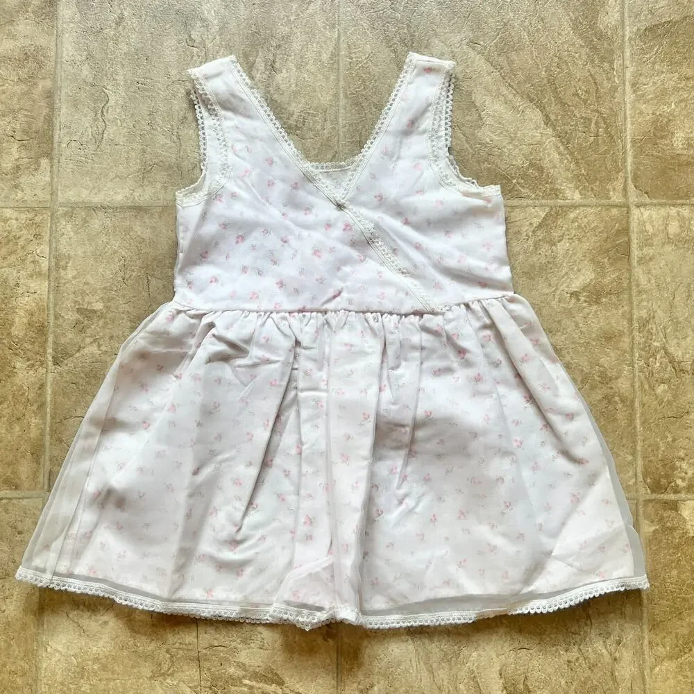 Vtg 60s Sears Toddler Girls Dress Pink Microfloral Cottagecore Coquette Dainty